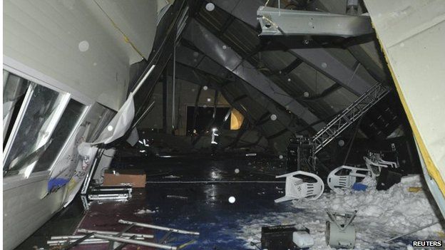 The interior of the collapsed building