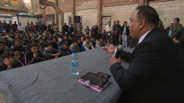 Governor of Homs addressing the crowd