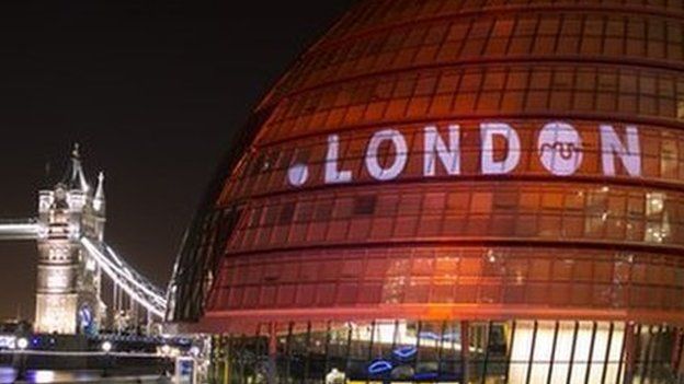Dot London logo projected on City Hall