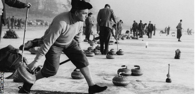 Curling on Loch Leven in Kinross in 1959
