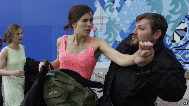 Nadezhda Tolokonnikova being attacked by a Cossack