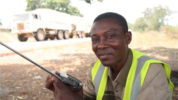 A truck driver on the convoy guarded by the AU