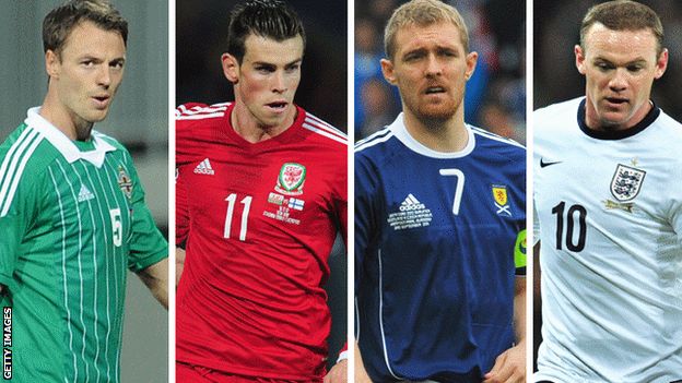 Jonny Evans, Gareth Bale, Darren Fletcher and Wayne Rooney