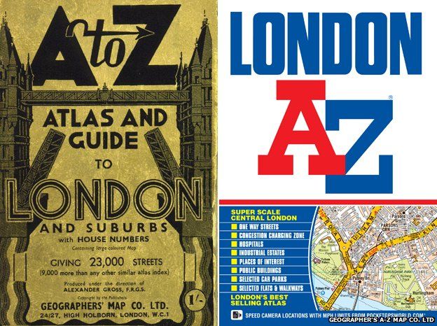 Original cover of London A-Z and latest edition