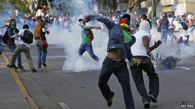 Protesters in Caracas