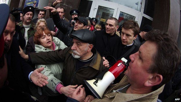 Pro-Russian activists in Sevastapol, Crimea. 24 Feb 2014