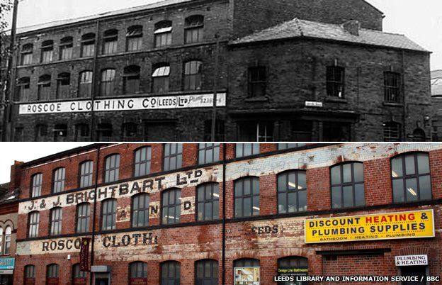 Roscoe Clothing on Meanwood Road pictured in 1967 and the present day