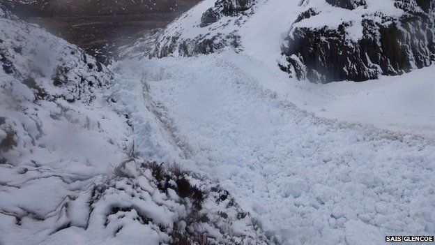Avalanche debris in Glencoe