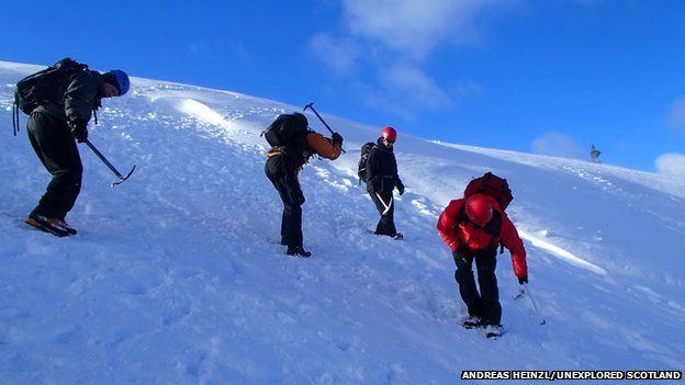 Walkers on a winter skills course in Coire na Ciste in the Cairngorms