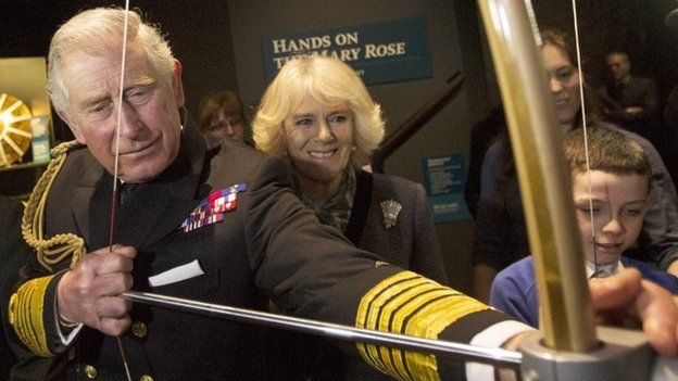 Prince Charles and Camilla at the Mary Rose Museum