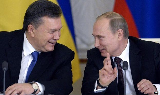 December 2013 picture of Vladimir Putin with Viktor Yanukovych