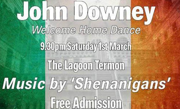 A poster advertising the homecoming event for John Downey