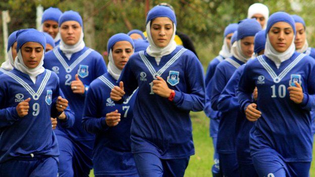 Iranian female football players train