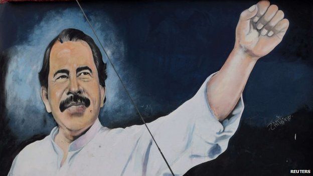 Mural depicting Nicaragua's President Daniel Ortega on the wall of a state building in Managua on 10 February, 2014