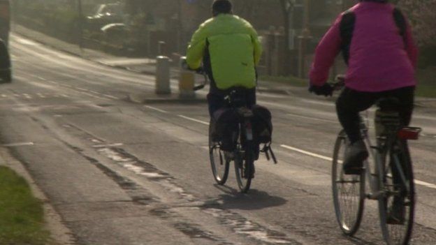 Cyclists on road in Yorkshire
