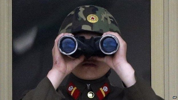 File photo of a North Korean soldier at the border village of Panmunjom