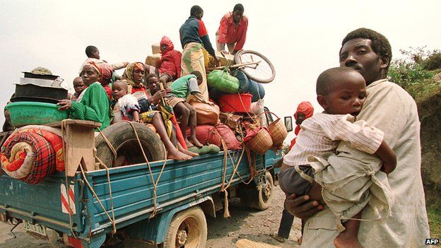 Refugees fleeing the violence in Rwanda in 1994