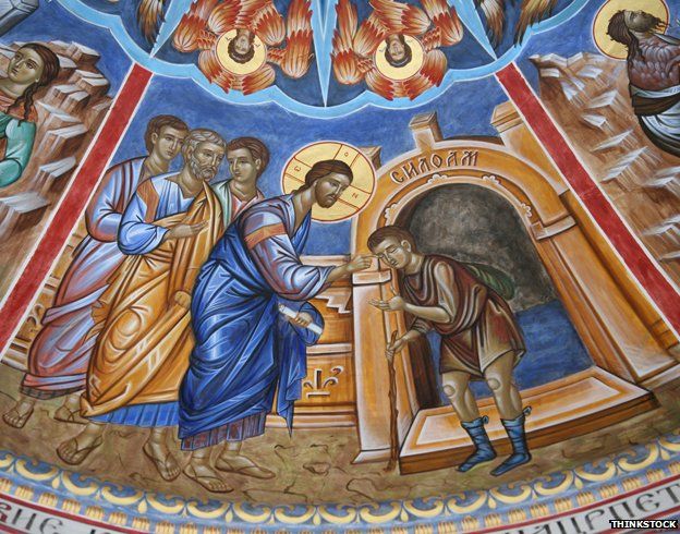 Depiction of Christ healing the blind