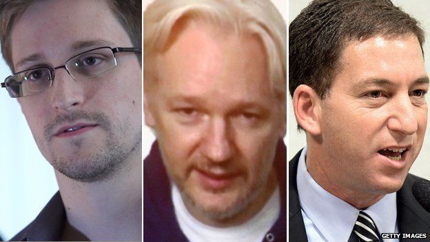 Edward Snowden, Julian Assange, Glenn Greenwald