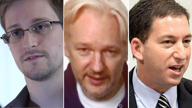 Edward Snowden, Julian Assange, Glenn Greenwald