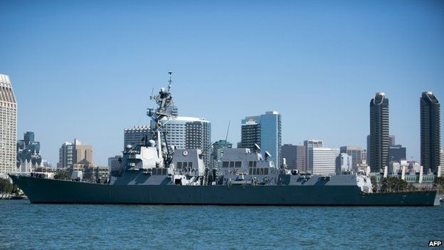 US Navy missile destroyer USS Pinckney in San Diego Bay in September 2013.