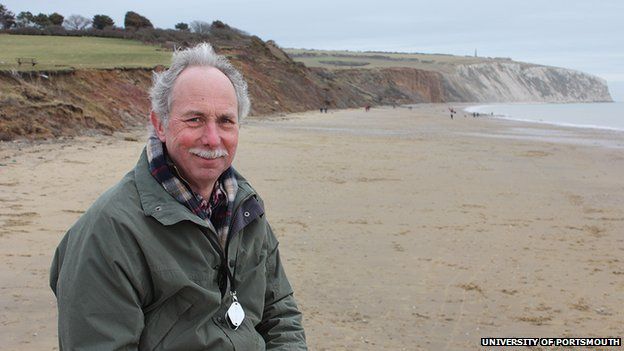 Dr Steve Sweetman on the beach where the fossils were found