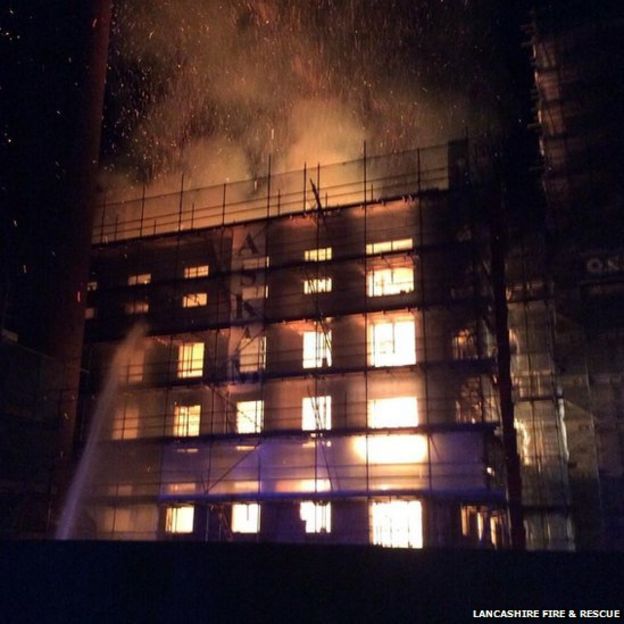 Homes evacuated following mill fire in Burscough - BBC News