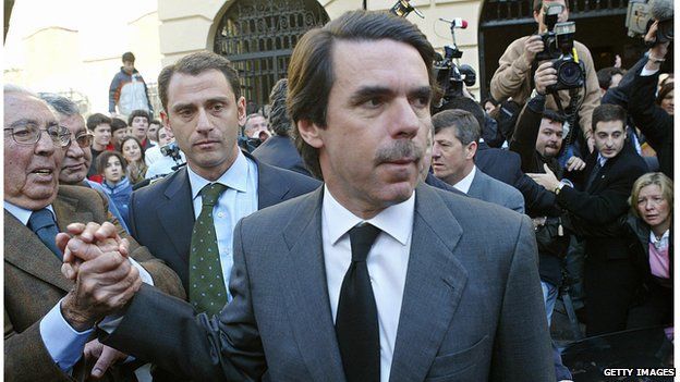 Then Spanish Prime Minister Jose Maria Aznar on election day, 14 March 2004 in Madrid