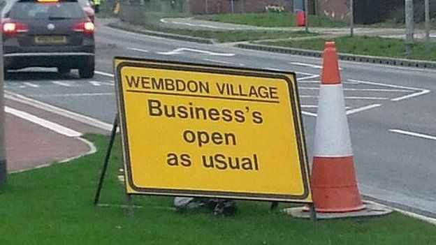 Sign near Wembdon in Somerset