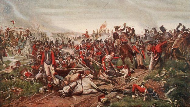18th June 1815: French cuirassiers charging a British square during the Battle of Waterloo