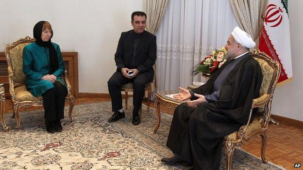 Catherine Ashton meets Iranian President Hassan Rouhani in Tehran (9 March 2014)