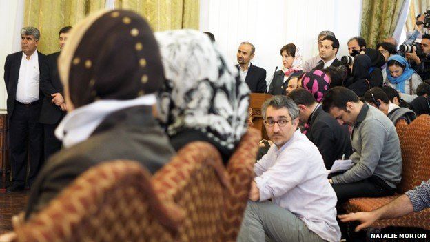 Journalists assembled at a news conference in Tehran