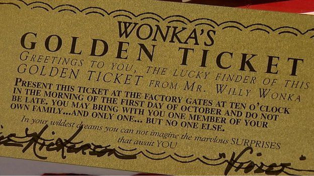 Gigantic Willy Wonka Golden Ticket ~ 10 x 6 
