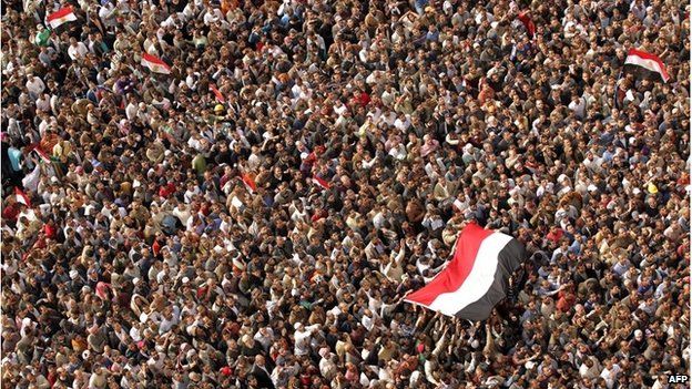 Protesters in Cairo's Tahrir Square, Egypt( 4 Feb 2011)