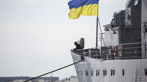 Ukrainian navy command ship Slavutych at Sevastopol, 18 March