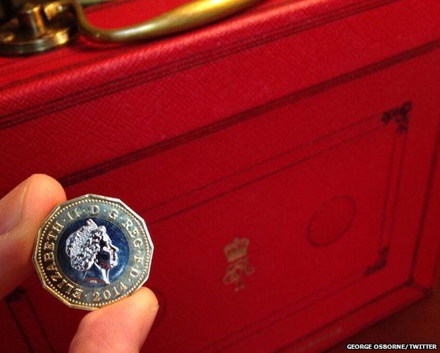 George Osborne tweeted this picture, captioned: "I will deliver a Budget for a resilient economy - starting with a resilient pound coin"