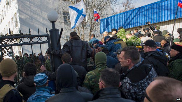 Russian Flag Raised Over Crimea Navy Headquarters