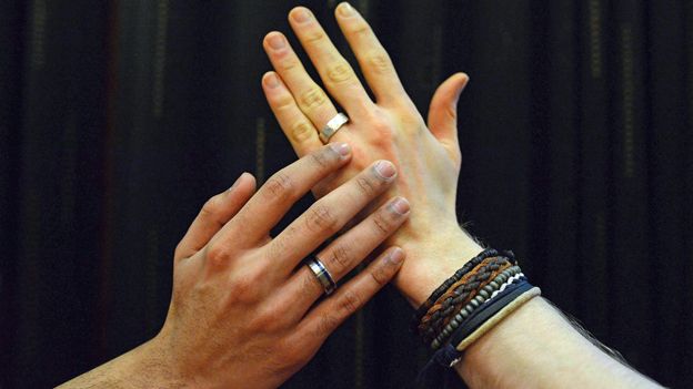 two men's hands