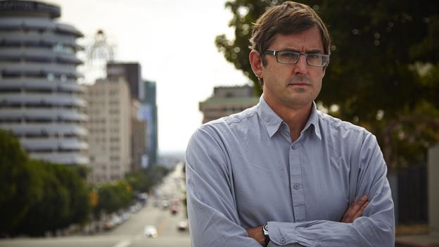 Louis Theroux standing on Sunset Boulevard