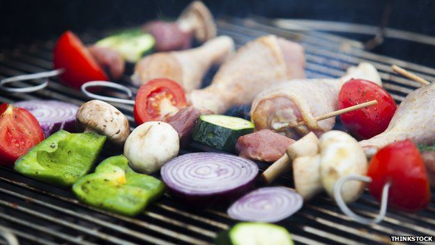 Food on a barbecue