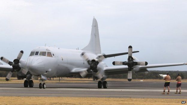 Royal Australia Air Force AP-3C Orion runs its engines in Perth, Australia, Tuesday, March 25, 2014
