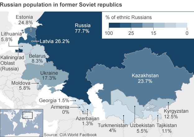 Map showing ethnic Russian populations
