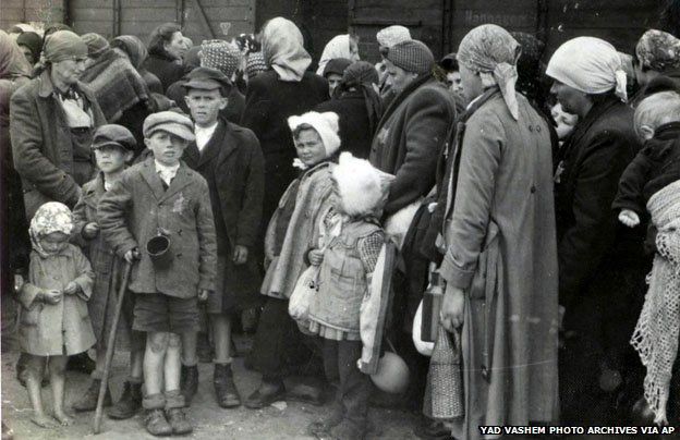 Arrival and processing of Jews at Auschwitz-Birkenau in 1944
