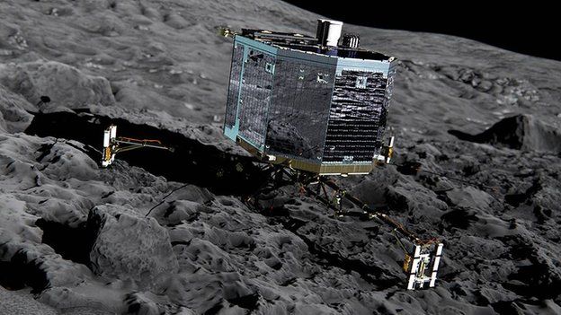 Artist's impression of Philae on the surface of Comet 67P