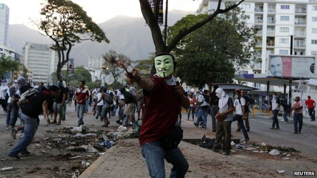 Opposition activists in Caracas, 4 March 14