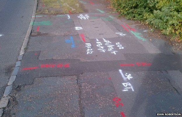 markings on a pavement