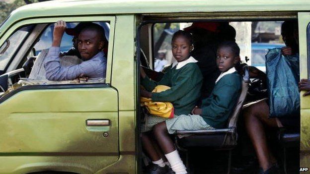 Archive shot of a matutu bus in Nairoib, Kenya