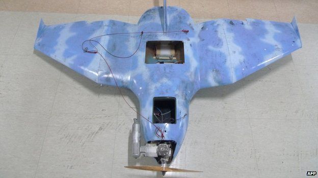 This picture released on 2 April 2014 shows a crashed drone found on 24 March 2014 in Paju, north of Seoul