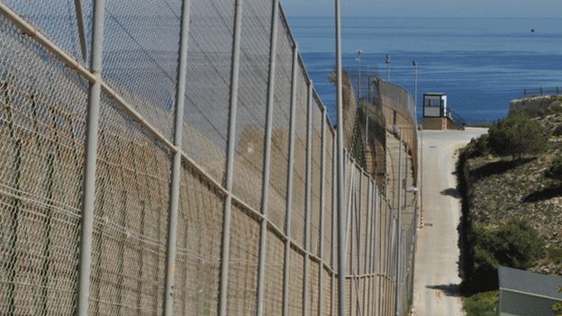 Spain's border fence with Morocco at Melilla