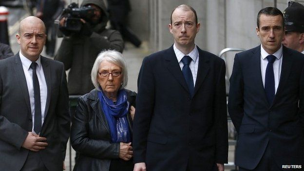 PC Blakelock's widow Elizabeth, with her sons (left to right) Lee, Kevin and Mark